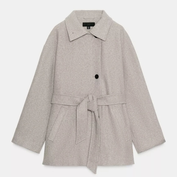 Zara Light Tan Wool Blend Outerwear - Picture 6 of 6